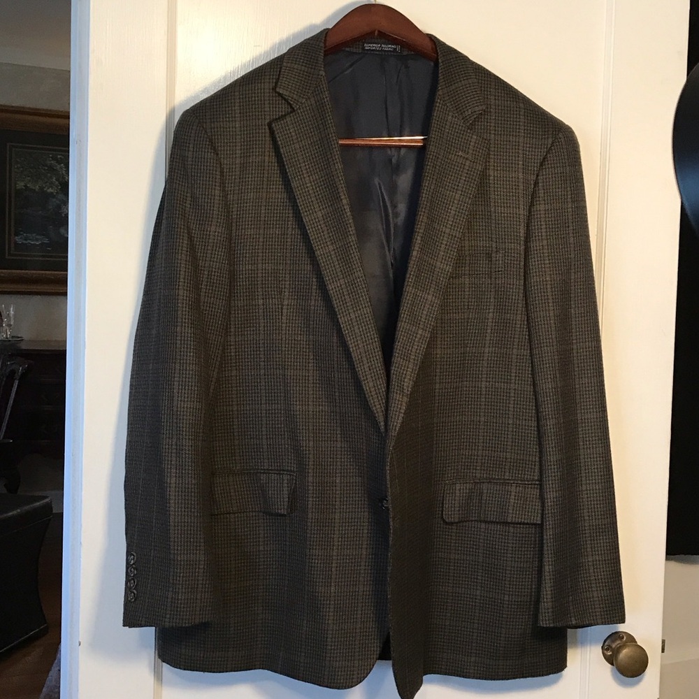 Nautica Men's Green, Navy, w/rust accents Checkered Blazer sz 46R Jacket